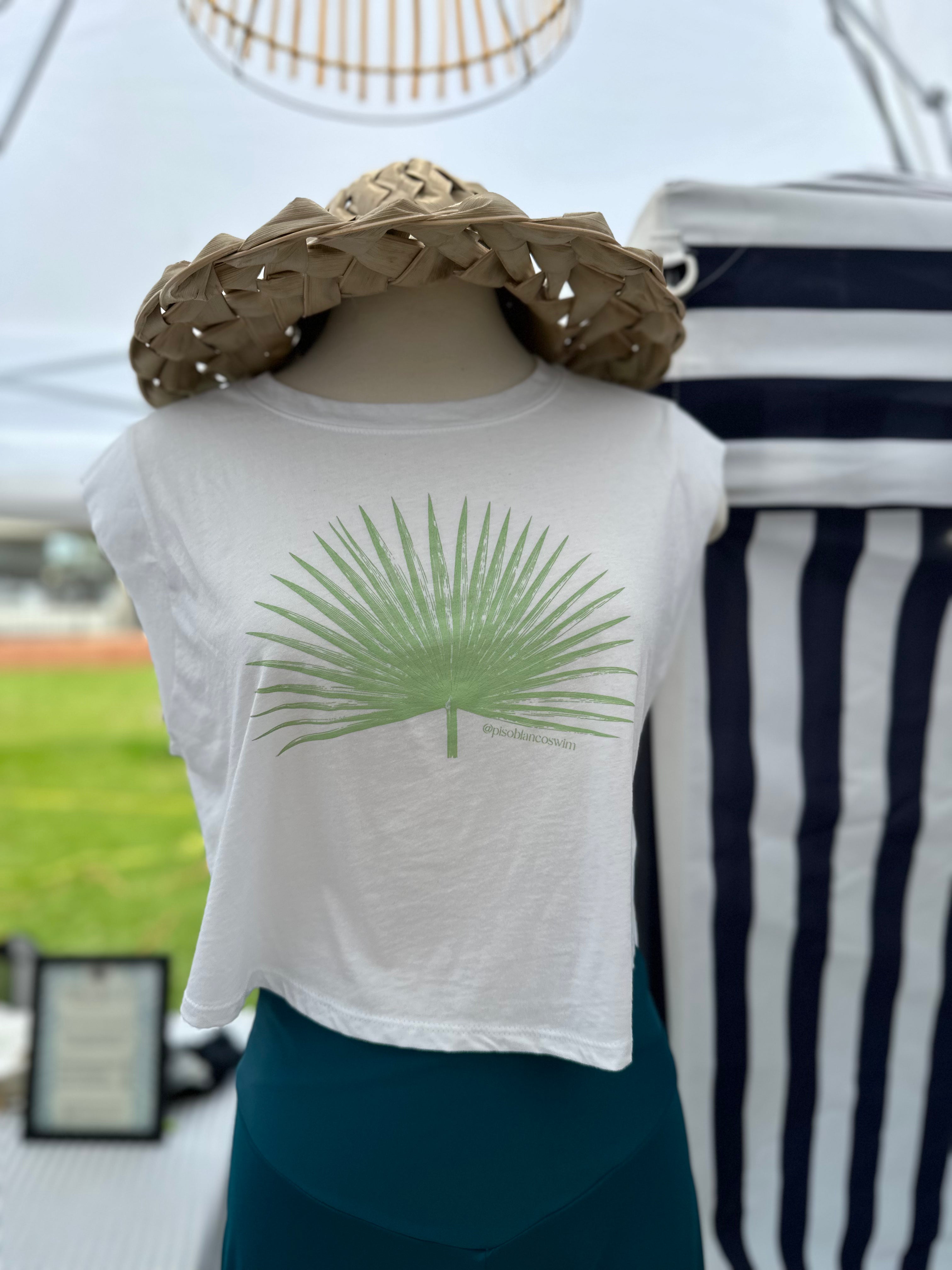 White Crop Top Palm Logo