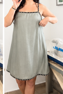 Sage Zebra Trim Dress